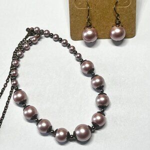 Handmade Necklace & Earring Set - "Vintage Rose" Swarovski Crystal Pearls